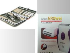 Set Epilator Gemei Brown + Trusa manichiura pedichiura + Punga cadou